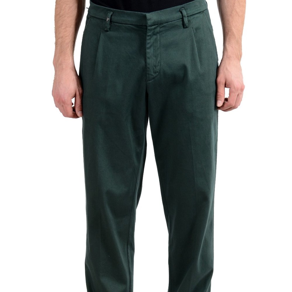 Versace Collection Mens Green Pleated Casual Pants